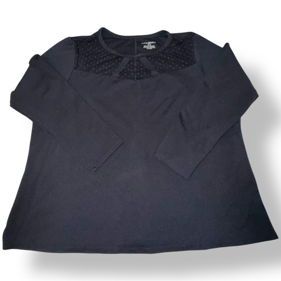 LANE BRYANT Sheer Swiss Dot Yolk Long Sleeve Top - 2X 18/20 Black - Picture 7 of 14